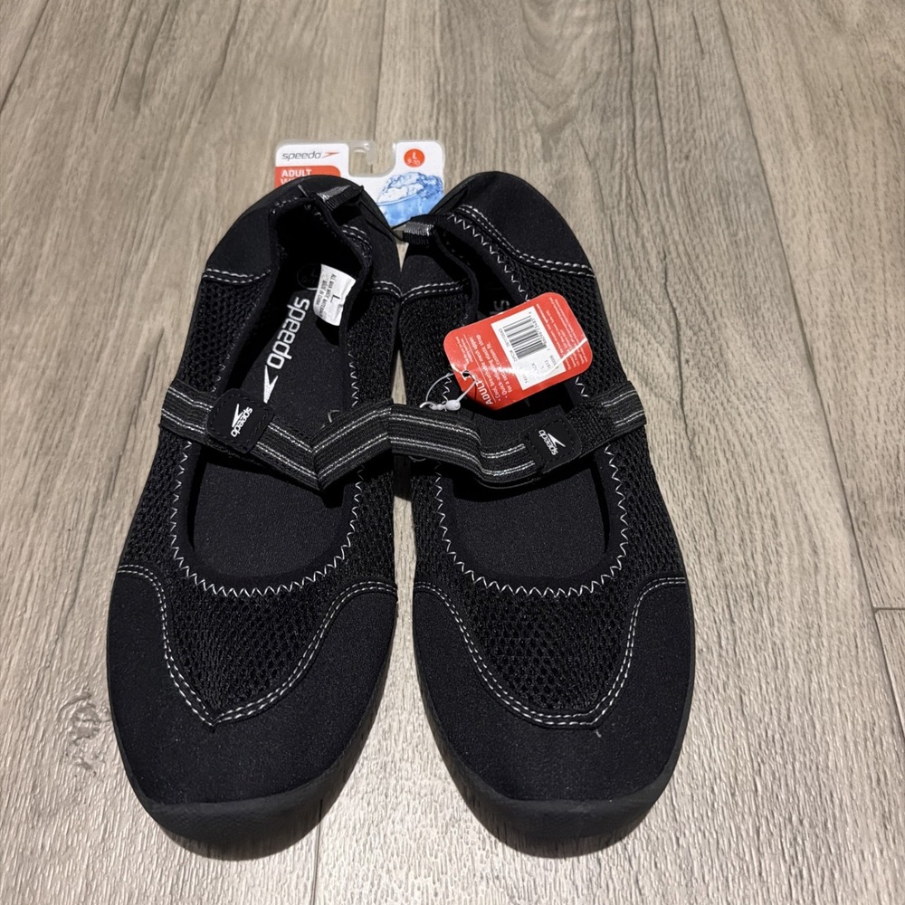 Black Speedo Sportswear Beach Runner Water Shoes Mary Jane Size L 9/10